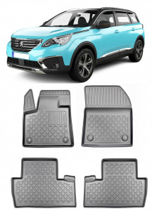 Peugeot 5008 II, Suv, Din 07.2017 - Prezent , Set Covorase Auto Tip Tavita Premium 3D, din cauciuc accesorii pentru autoturismul tau - masina v175261