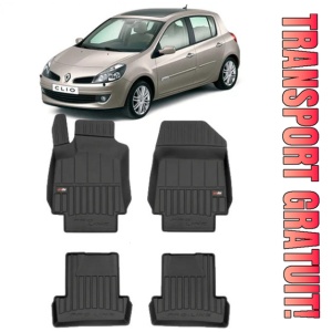 Renault Clio III Din 09.2005 - 09.2012, Hatchback , Set Covorase Auto Tip Tavita Premium 3D, din cauciuc