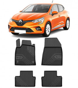Renault Clio V Din 09.2019 - Prezent, Hatchback , Set Covorase Auto Tip Tavita Premium 3D, din cauciuc accesorii pentru autoturismul tau - masina v168842