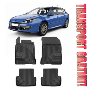 Renault Laguna III Din 07.2007 - 04.2016, Combi , Set Covorase Auto Tip Tavita Premium 3D, din cauciuc