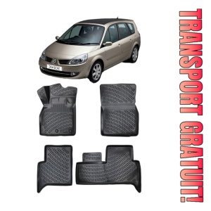 Renault Scenic II 2003-2009 Set 4 covorase auto din cauciuc tip tavita premium line 3D