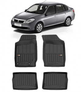 Renault Symbol I, Sedan, Din 2001 - 2008 , Set Covorase Auto Tip Tavita Premium 3D, din cauciuc accesorii pentru autoturismul tau - masina v170222