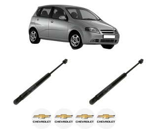 Set 2 amortizoare portbagaj haion CHEVROLET AVEO / KALOS Hatchback (T200) din 2003-2008, 2 bucati, KROSNO, 4 stickere auto CHEVROLET v2875