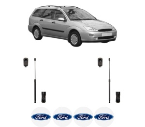 Set 2 amortizoare portbagaj haion FORD FOCUS I Turnier (DNW) din 1999-2005, 2 bucati, MAGNUM TECHNOLOGY, 4 stickere auto FORD v6895