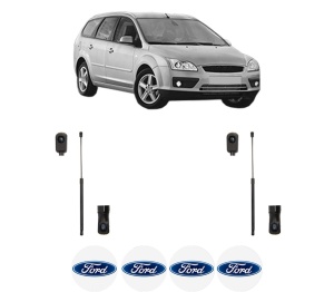 Set 2 amortizoare portbagaj haion FORD FOCUS II Turnier (DA_, FFS, DS) din 2004-2012, 2 bucati, MAGNUM TECHNOLOGY, 4 stickere auto FORD v6835