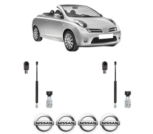 Set 2 amortizoare portbagaj haion NISSAN MICRA C+C III (K12) din 2005-2010, 2 bucati, KROSNO, 4 stickere auto NISSAN v2155