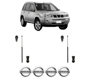 Set 2 amortizoare portbagaj haion NISSAN X-TRAIL I (T30) din 2001-2013, 2 bucati, MAGNUM TECHNOLOGY, 4 stickere auto NISSAN v4495
