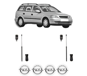 Set 2 amortizoare portbagaj haion OPEL ASTRA G Estate (T98) din 1998-2004, 2 bucati, MAGNUM TECHNOLOGY, 4 stickere auto OPEL v6415