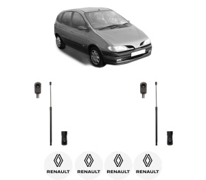 Set 2 amortizoare portbagaj haion RENAULT MEGANE Scénic (JA0/1_) din 1998-1999, 2 bucati, MAGNUM TECHNOLOGY, 4 stickere auto RENAULT v5155