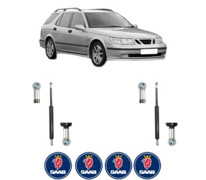 Set 2 amortizoare portbagaj haion SAAB 9-5 Estate (YS3E) din 1998-2009, 2 bucati, KROSNO, 4 stickere auto SAAB v4195