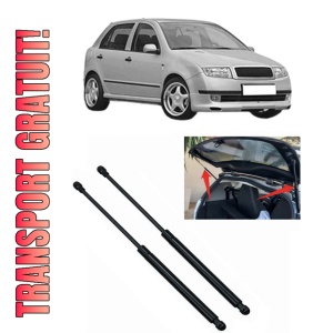 Set 2 amortizoare portbagaj haion SKODA FABIA I (6Y2) din 1999-2008, 2 bucati, MAGNUM TECHNOLOGY, 4 stickere auto SKODA