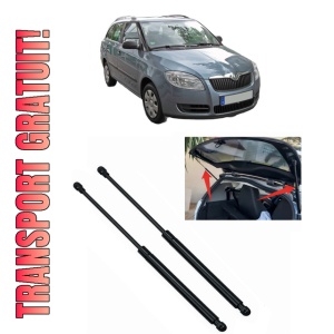 Set 2 amortizoare portbagaj haion SKODA FABIA II Combi (545) din 2007-2014, 2 bucati, MAGNUM TECHNOLOGY, 4 stickere auto SKODA