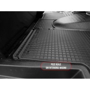 Set 3 covorase Volkswagen T5 Transporter/Caravelle/Multivan 3 Locuri 2003-2015, din cauciuc 100%, compatibile cu autoturismul Volkswagen T5 v5084