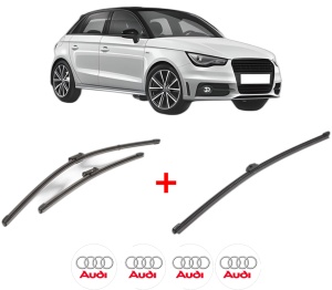 Set 3 stergatoare AUDI A1 Sportback (8XA, 8XF) din 2011 - 2018, pentru parbriz si luneta fata si spate auto, Valeo Silencio Xtrm, din cauciuc siliconat rezistent, 4 Stickere Auto AUDI v13432