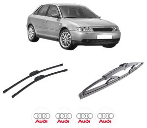 Set 3 stergatoare AUDI A3 (8L1) din 1996-2003, pentru parbriz si luneta fata si spate auto, Bosch Twin-Aerotwin Retrofit, din cauciuc siliconat rezistent, 4 Stickere Auto AUDI - Img 2