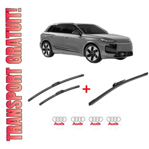 Set 3 stergatoare AUDI A3 Allstreet (8YJ) din 2024, pentru parbriz si luneta fata si spate auto, Bosch Aerotwin, din cauciuc siliconat rezistent, 4 Stickere Auto AUDI