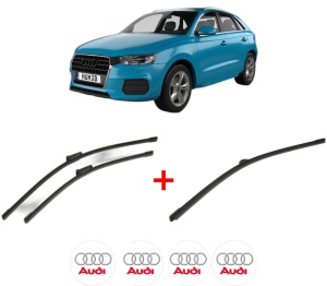 Set 3 stergatoare AUDI Q3 (F3B) din 2018 - 2021, pentru parbriz si luneta fata si spate auto, Bosch Aerotwin, din cauciuc siliconat rezistent, 4 Stickere Auto AUDI v6833