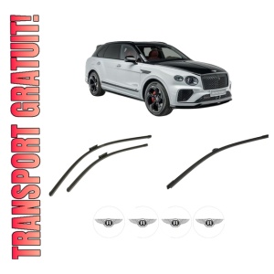 Set 3 stergatoare BENTLEY BENTAYGA (4V1) din 2015-2023, pentru parbriz si luneta fata si spate auto, Bosch Aerotwin-Aerotwin, din cauciuc siliconat rezistent, 4 Stickere Auto BENTLEY