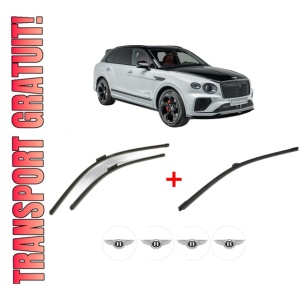 Set 3 stergatoare BENTLEY BENTAYGA (4V1) din 2015, pentru parbriz si luneta fata si spate auto, Bosch Aerotwin, din cauciuc siliconat rezistent, 4 Stickere Auto BENTLEY