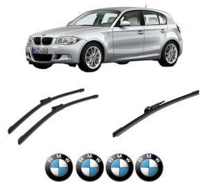 Set 3 stergatoare BMW Seria 1 (E81) din 2006-2012, pentru parbriz si luneta fata si spate auto, Bosch Aerotwin-Aerotwin, din cauciuc siliconat rezistent, 4 Stickere Auto BMW - Img 2
