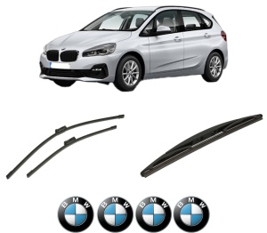 Set 3 stergatoare BMW Seria 2 Active Tourer Van (F45) din 2014-2021, pentru parbriz si luneta fata si spate auto, Bosch Twin-Aerotwin, din cauciuc siliconat rezistent, 4 Stickere Auto BMW - Img 2