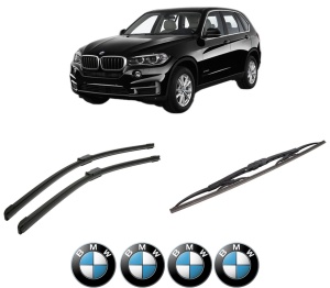 Set 3 stergatoare BMW Seria X5 (F15, F85) din 2013-2018, pentru parbriz si luneta fata si spate auto, Bosch Twin-Aerotwin, din cauciuc siliconat rezistent, 4 Stickere Auto BMW - Img 2