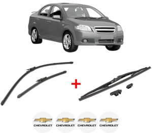 Set 3 stergatoare CHEVROLET AVEO / KALOS Saloon (T250, T255) din 2005, pentru parbriz si luneta fata si spate auto, Valeo Silencio, din cauciuc siliconat rezistent, 4 Stickere Auto CHEVROLET v14812