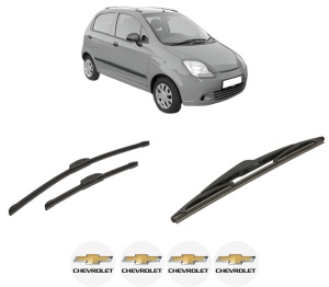 Set 3 stergatoare CHEVROLET SPARK din 2005-2010, pentru parbriz si luneta fata si spate auto, Bosch Twin-Aerotwin Retrofit, din cauciuc siliconat rezistent, 4 Stickere Auto CHEVROLET - Img 2