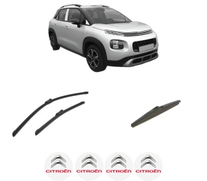 Set 3 stergatoare CITROEN C3 AIRCROSS II (2R_, 2C_) din 2017-2020, pentru parbriz si luneta fata si spate auto, Bosch Twin-Aerotwin, din cauciuc siliconat rezistent, 4 Stickere Auto CITROEN - Img 2