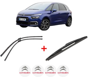 Set 3 stergatoare CITROEN C4 PICASSO II din 2013 - 2018, pentru parbriz si luneta fata si spate auto, Valeo Silencio, din cauciuc siliconat rezistent, 4 Stickere Auto CITROEN v13852