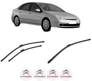 Set 3 stergatoare CITROEN C5 II (RC_) din 2004-2008, pentru parbriz si luneta fata si spate auto, Bosch Aerotwin-Aerotwin, din cauciuc siliconat rezistent, 4 Stickere Auto CITROEN - Img 2
