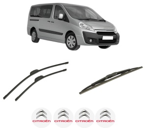 Set 3 stergatoare CITROEN JUMPY II (VF7) din 2007-2016, pentru parbriz si luneta fata si spate auto, Bosch Twin-Aerotwin Retrofit, din cauciuc siliconat rezistent, 4 Stickere Auto CITROEN - Img 2