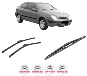Set 3 stergatoare CITROEN XSARA Coupe (N0) din 1998-2005, pentru parbriz si luneta fata si spate auto, Bosch Twin-Aerotwin Retrofit, din cauciuc siliconat rezistent, 4 Stickere Auto CITROEN - Img 2