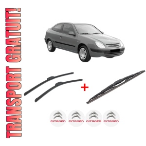 Set 3 stergatoare CITROEN XSARA Coupe (N0) din 1998 - 2005, pentru parbriz si luneta fata si spate auto, Bosch Twin, din cauciuc siliconat rezistent, 4 Stickere Auto CITROEN