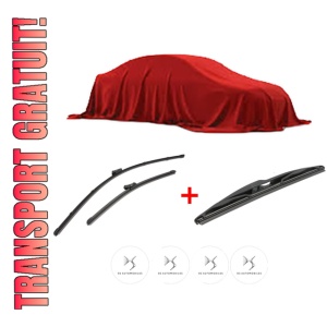Set 3 stergatoare DS DS 7 (J4_, JC_) din 2022, pentru parbriz si luneta fata si spate auto, Valeo Silencio, din cauciuc siliconat rezistent, 4 Stickere Auto DS