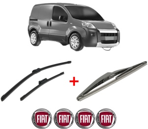 Set 3 stergatoare FIAT 500 (312_) din 2007, pentru parbriz si luneta fata si spate auto, Bosch Twin, din cauciuc siliconat rezistent, 4 Stickere Auto FIAT v7493