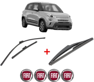 Set 3 stergatoare FIAT 500L (351_, 352_) din 2012 - 2018, pentru parbriz si luneta fata si spate auto, Valeo Silencio, din cauciuc siliconat rezistent, 4 Stickere Auto FIAT v15172