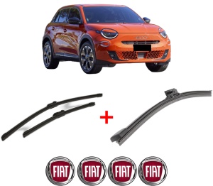 Set 3 stergatoare FIAT 600e / 600 (365_, 364_) din 2023, pentru parbriz si luneta fata si spate auto, Bosch Aerotwin, din cauciuc siliconat rezistent, 4 Stickere Auto FIAT v5513