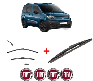 Set 3 stergatoare FIAT DOBLO MPV (510_, 511_, 360_, 361_) din 2022 - 2023, pentru parbriz si luneta fata si spate auto, Valeo Silencio, din cauciuc siliconat rezistent, 4 Stickere Auto FIAT v15592