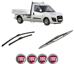 Set 3 stergatoare FIAT DOBLO Platform/Chassis (263_) din 2010-2023, pentru parbriz si luneta fata si spate auto, Bosch Twin-Aerotwin, din cauciuc siliconat rezistent, 4 Stickere Auto FIAT - Img 2