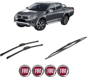 Set 3 stergatoare FIAT FULLBACK Pickup (502_, 503_) din 2016, pentru parbriz si luneta fata si spate auto, Bosch Twin-Aerotwin Retrofit, din cauciuc siliconat rezistent, 4 Stickere Auto FIAT - Img 2