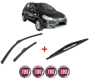 Set 3 stergatoare FIAT SEDICI (189_) din 2006 - 2014, pentru parbriz si luneta fata si spate auto, Bosch Twin, din cauciuc siliconat rezistent, 4 Stickere Auto FIAT v10553