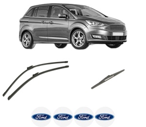 Set 3 stergatoare FORD C-MAX II Van din 2010-2019, pentru parbriz si luneta fata si spate auto, Bosch Twin-Aerotwin, din cauciuc siliconat rezistent, 4 Stickere Auto FORD - Img 2