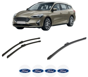 Set 3 stergatoare FORD FOCUS IV Turnier (HP) din 2018-2020, pentru parbriz si luneta fata si spate auto, Bosch Aerotwin-Aerotwin, din cauciuc siliconat rezistent, 4 Stickere Auto FORD - Img 2