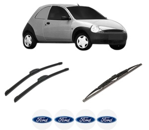 Set 3 stergatoare FORD KA Van (RB) din 2002-2005, pentru parbriz si luneta fata si spate auto, Bosch Twin-Aerotwin Retrofit, din cauciuc siliconat rezistent, 4 Stickere Auto FORD - Img 2