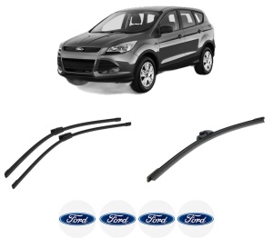 Set 3 stergatoare FORD KUGA II VAN din 2014-2019, pentru parbriz si luneta fata si spate auto, Bosch Aerotwin-Aerotwin Multi, din cauciuc siliconat rezistent, 4 Stickere Auto FORD - Img 2