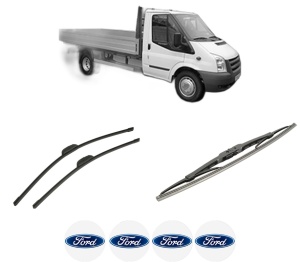 Set 3 stergatoare FORD TRANSIT Platform/Chassis (FM_ _, FN_ _, FF_ _) din 2006-2014, pentru parbriz si luneta fata si spate auto, Bosch Twin-Aerotwin Retrofit, din cauciuc siliconat rezistent, 4 Stickere Auto FORD - Img 2