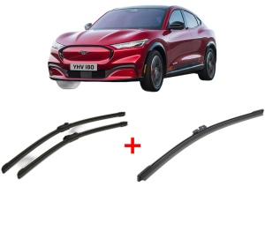 Set 3 stergatoare FORD USA MUSTANG MACH-E (CGW) din 2020, pentru parbriz si luneta fata si spate auto, Bosch Aerotwin, din cauciuc siliconat rezistent, 4 Stickere Auto FORD USA v3113