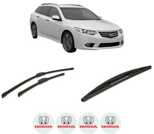 Set 3 stergatoare HONDA ACCORD VII Tourer (CM, CN) din 2003-2008, pentru parbriz si luneta fata si spate auto, Bosch Twin-Aerotwin Retrofit, din cauciuc siliconat rezistent, 4 Stickere Auto HONDA - Img 2