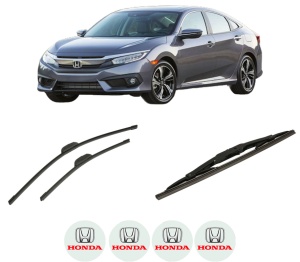Set 3 stergatoare HONDA CIVIC X Hatchback (FC_, FK_) din 2017-2022, pentru parbriz si luneta fata si spate auto, Bosch Twin-Aerotwin Retrofit, din cauciuc siliconat rezistent, 4 Stickere Auto HONDA - Img 2